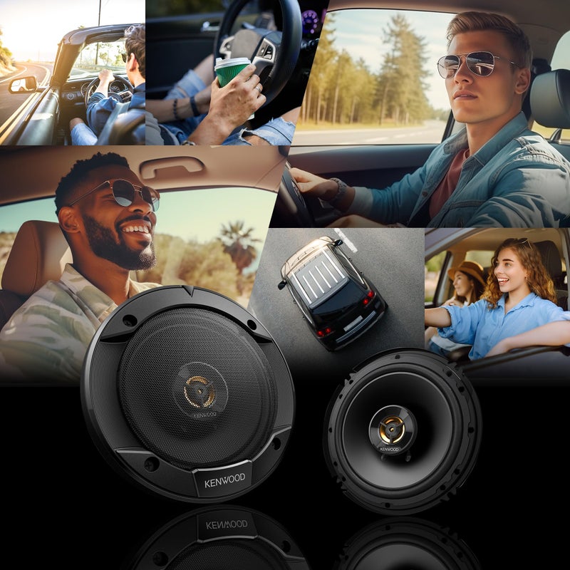 Kenwood KFC-1666R Road Series Car Speakers (Pair) - 6.5" 2-Way Car Coaxial Speakers, 300W, 4-Ohm Impedance, Cloth Woofer & Balanced Dome Tweeter, Heavy Duty Magnet Design - Image 3