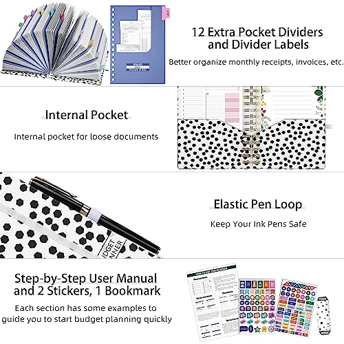 Ospelelf Budget Planner - Budget Book with Bill Organizer and Expense Tracker, 12 Month undated Budget Planner/Account Book to Take Control of Your Money, Start Anytime(Polka dots) - Image 2