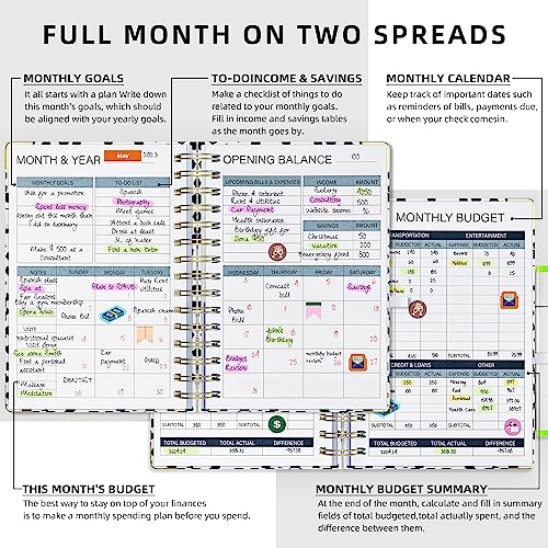 Ospelelf Budget Planner - Budget Book with Bill Organizer and Expense Tracker, 12 Month undated Budget Planner/Account Book to Take Control of Your Money, Start Anytime(Polka dots) - Image 4