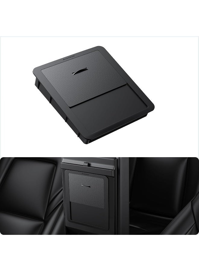 BASENOR Upgraded Tesla Model Y Model 3 Armrest Hidden Storage Box [Carbon Edition] [Powerful Magnetic] Center Console Secret Compartment Accessories 2017-2024 - Image 1