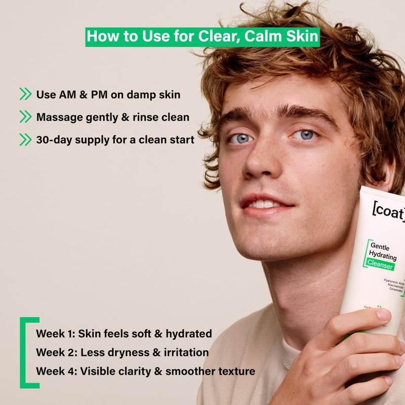 COATS Gentle Hydrating Cleanser [5oz] â€“ Moisturizing Face Wash w/Hyaluronic Acid â€“ Preppy Skincare- Fragrance-Free, Vegan, Clean Skincare for Teens, Combo to Dry Skin - 30 Day Supply - Image 4