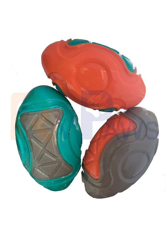 Dogs Non-Toxic Rugby Ball Shape Chew Toy | Natural & Soft Latex Training Squeaky Interactive Toy For Dog And Pet - 1Pcs (Color May Vary) - Image 1