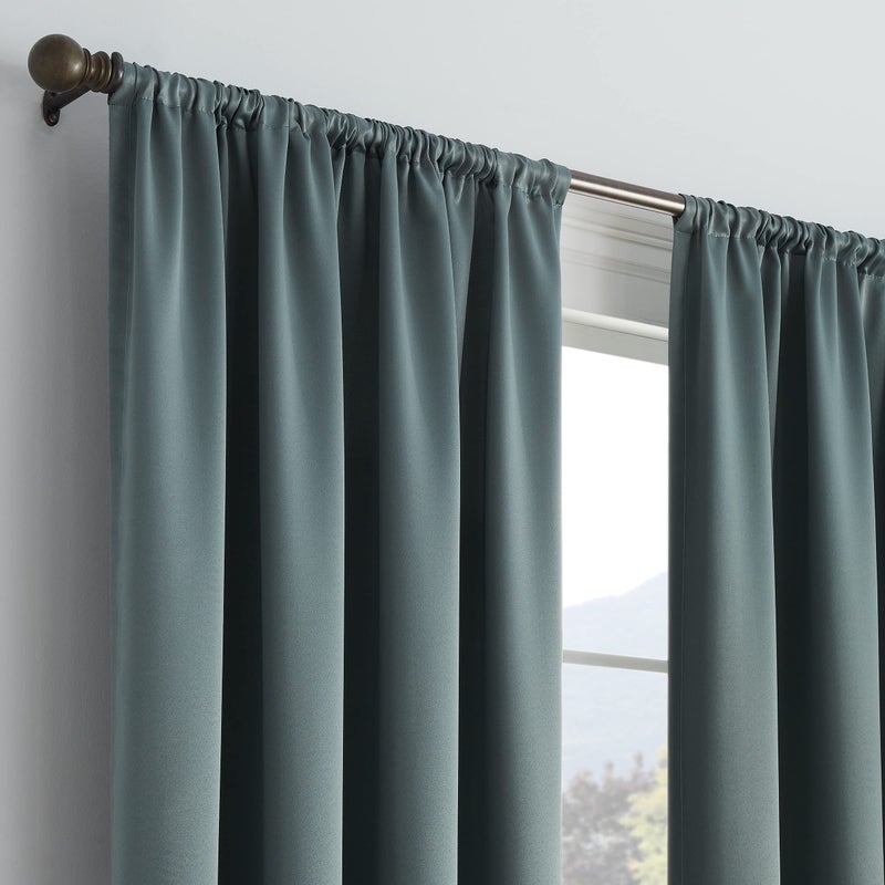 ECLIPSE Solid Thermapanel Modern Room Darkening Rod Pocket Window Curtain for Bedroom (1 Panel), 54" x 84", River Blue - Image 3