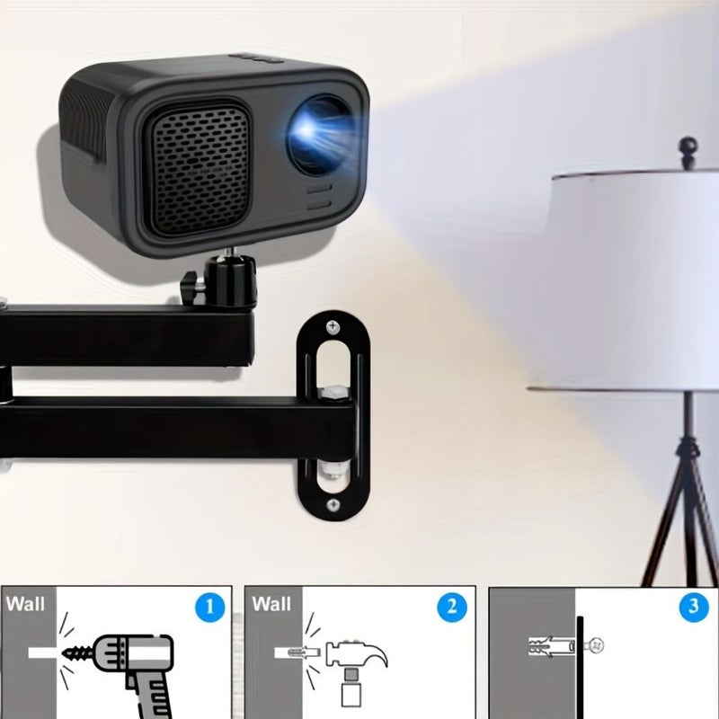 Multi Size Adjustable Projector Mount Bracket Three Wall 15.75 Inch Wall Hanging Support for Cameras Projectors Webcams Up to 11 Lbs Capacity 360 Degree Swivel Uncharged Durable Metal Construction Compatible with Security Cameras Projector Devices Black - Image 4