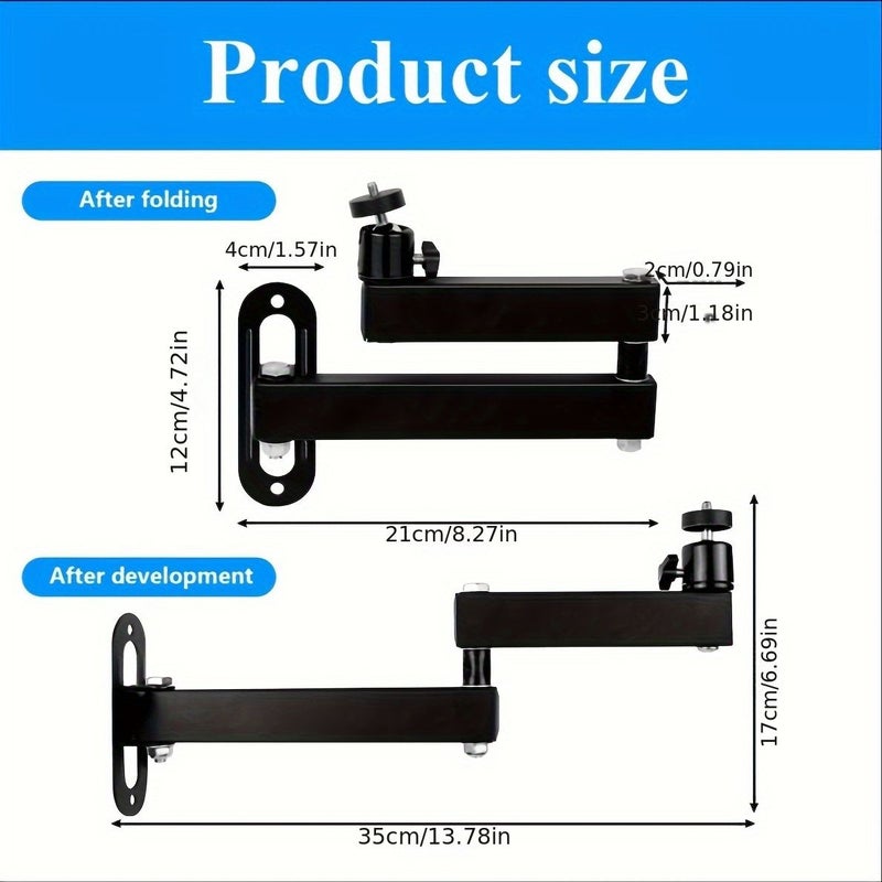 Multi Size Adjustable Projector Mount Bracket Three Wall 15.75 Inch Wall Hanging Support for Cameras Projectors Webcams Up to 11 Lbs Capacity 360 Degree Swivel Uncharged Durable Metal Construction Compatible with Security Cameras Projector Devices Black - Image 3