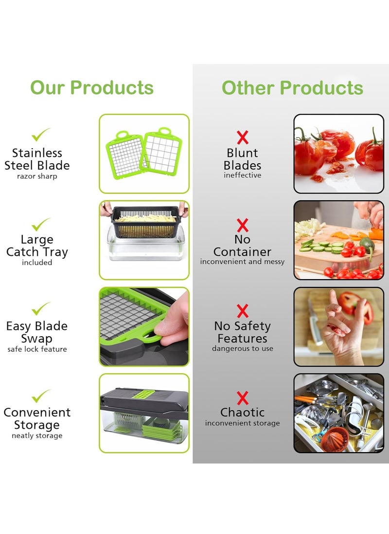 Generic - Multifunctional Food Cutter, 16-in-1 Vegetable Chopper, Onion Dicer, Vegetables, Fruits, Carrots, etc. Can Be Sliced And Diced - Image 1