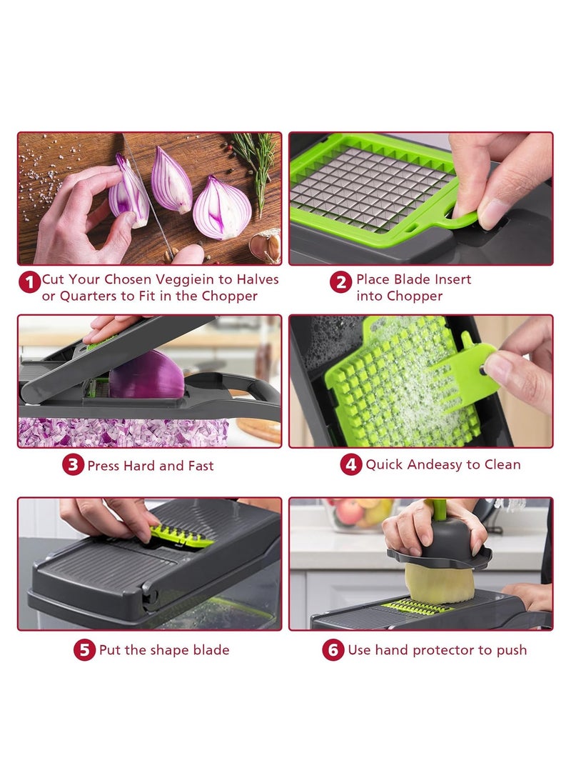 Generic - Multifunctional Food Cutter, 16-in-1 Vegetable Chopper, Onion Dicer, Vegetables, Fruits, Carrots, etc. Can Be Sliced And Diced - Image 1