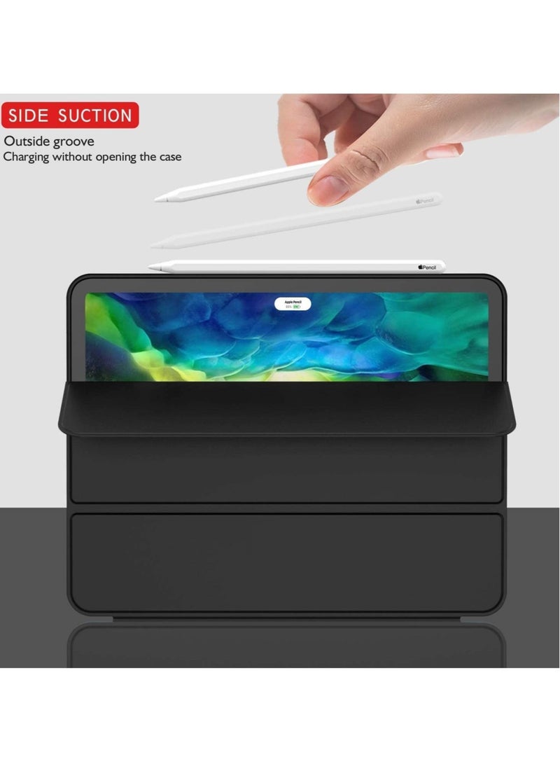 HuHa iPad Pro 12.9 Case 2020 with Pencil Holder (4th Generation), Premium Protective Case Cover with Soft TPU Back and Auto Sleep/Wake Feature for 2020/2018 iPad Pro 12.9 (Black)  - Image 2