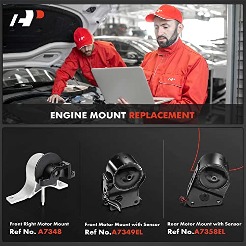 A-Premium مجموعة مثبتات المحرك الأمامية والخلفية A-Premium 3 قطع مع مستشعر متوافقة مع نيسان ألتيما 2002-2006، ماكسيما 2004-2008، مورانو 2003-2007، V6 3.5L DOHC، استبدال# 112708J10A، 11210CA00B - Image 2