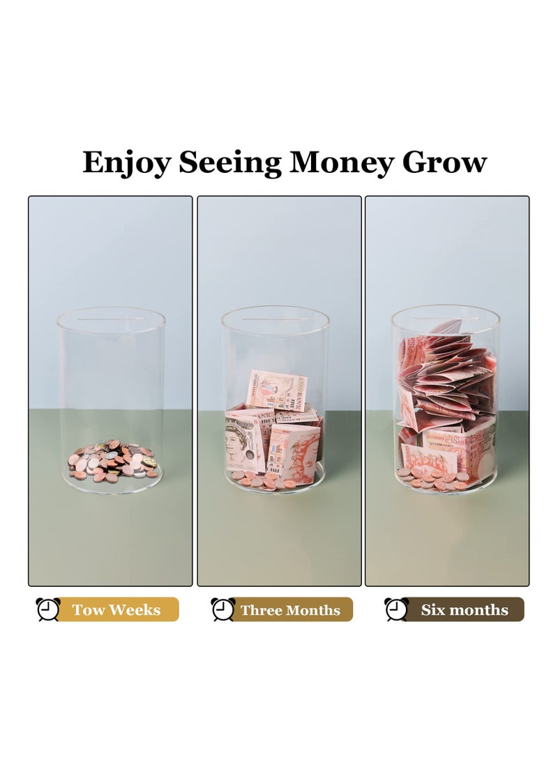 SYOSI Clear Acrylic Money Box, Break to Open Piggy Bank, Save Up Smash Money Box, for Adults or Kids, Transparent for Table, Nightstand, Shelving, 10”× 6”, Great Gift for Kids(1 Pack)  - Image 2
