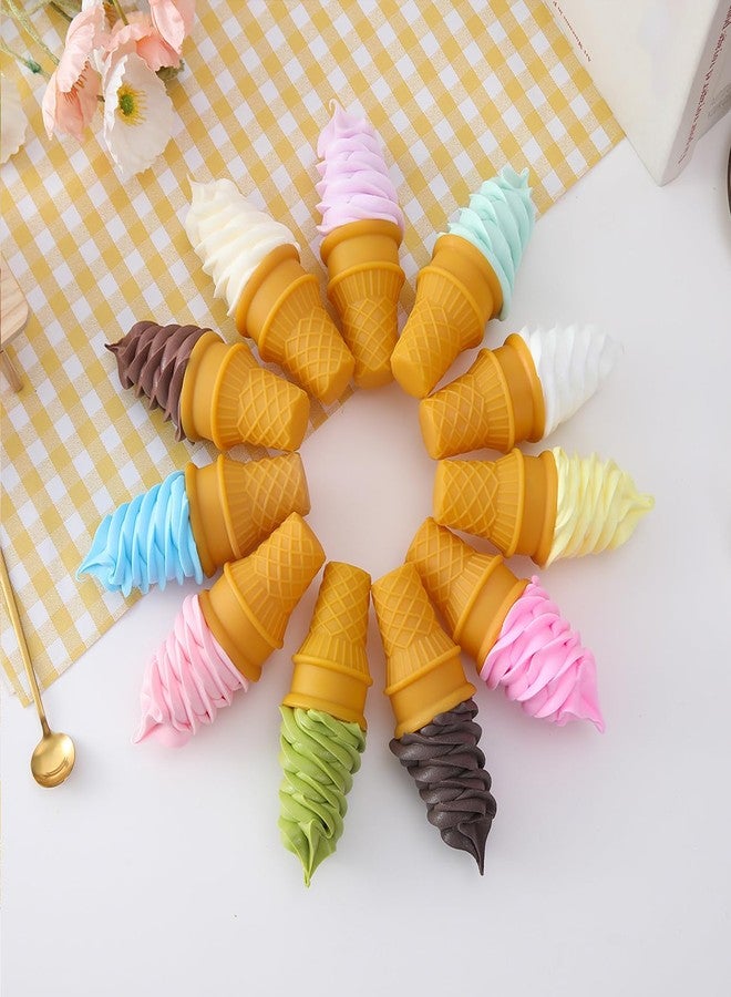 Fevoila 2 Pcs Simulated Ice Cream Lifelike Fake Artificial Realistic Ice Cream Fake Food Model for Home Kitchen Cabinet Desk Shops Display Photography Props - Image 3