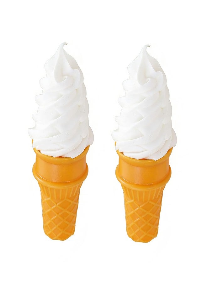 Fevoila 2 Pcs Simulated Ice Cream Lifelike Fake Artificial Realistic Ice Cream Fake Food Model for Home Kitchen Cabinet Desk Shops Display Photography Props - Image 1