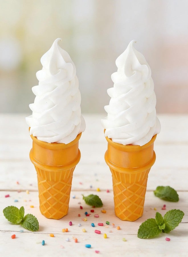 Fevoila 2 Pcs Simulated Ice Cream Lifelike Fake Artificial Realistic Ice Cream Fake Food Model for Home Kitchen Cabinet Desk Shops Display Photography Props - Image 5