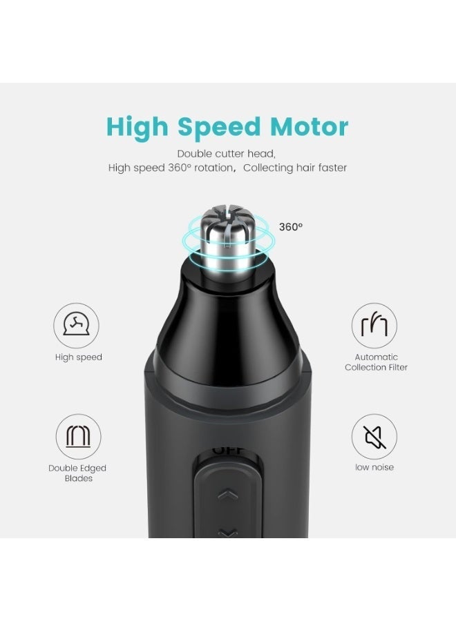 ماكينة تشذيب شعر الأنف والأذن والحواجب 3 في 1 للرجال والنساء، قابلة للشحن عبر USB Type-C ببطارية ليثيوم، شفرة مزدوجة الحواف بتصميم منحني مريح، مقاومة للماء IPX6 مع رأس قابل للفك والغسل، تشغيل هادئ وتصميم محمول خفيف للاستخدام المنزلي والسفر - Image 2