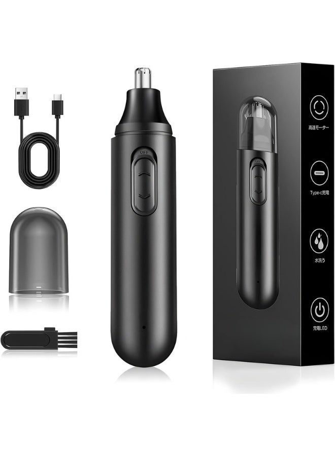 ماكينة تشذيب شعر الأنف والأذن والحواجب 3 في 1 للرجال والنساء، قابلة للشحن عبر USB Type-C ببطارية ليثيوم، شفرة مزدوجة الحواف بتصميم منحني مريح، مقاومة للماء IPX6 مع رأس قابل للفك والغسل، تشغيل هادئ وتصميم محمول خفيف للاستخدام المنزلي والسفر - Image 1