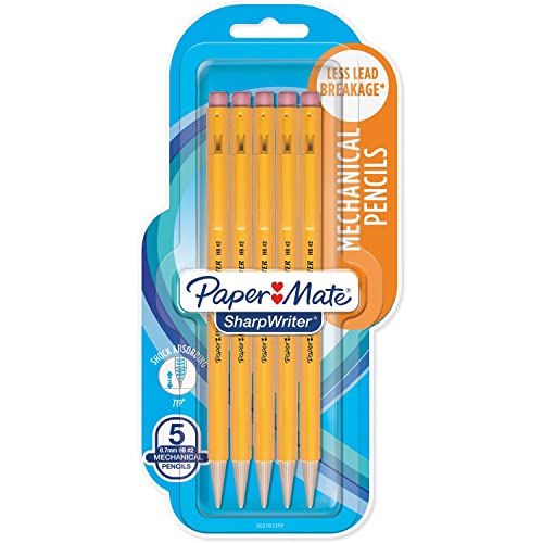 Paper Mate قلم رصاص ميكانيكي بيبر ميت شاربرايتر، أصفر، 5 أقلام في العبوة (عبوة واحدة) - Image 1