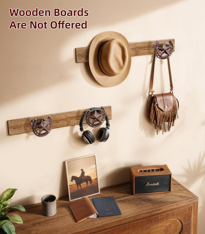 HYDERMUS Cowboy Hat Hanger Wall Mount, 4 Pack Cowboy Hat Rack, Metal Horseshoe Hook, Horseshoe Decor, Western Hat Hook for Wall, Hat Holder for Entryway Closet, Bridle Hook for Tack Room, Horse Supplies - Image 5