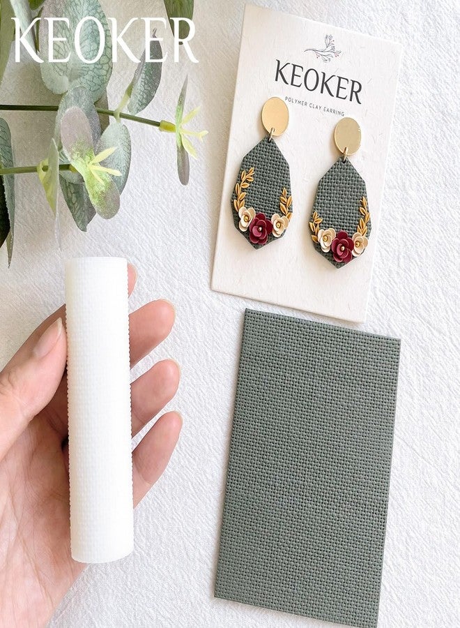 KEOKER Polymer Clay Texture Roller, Polymer Clay Roller for Making Earrings, Clay Texture Roller, Like Polymer Clay Texture Sheets, Great Work with Polymer Clay Cutters (Linen Fabric) - Image 3