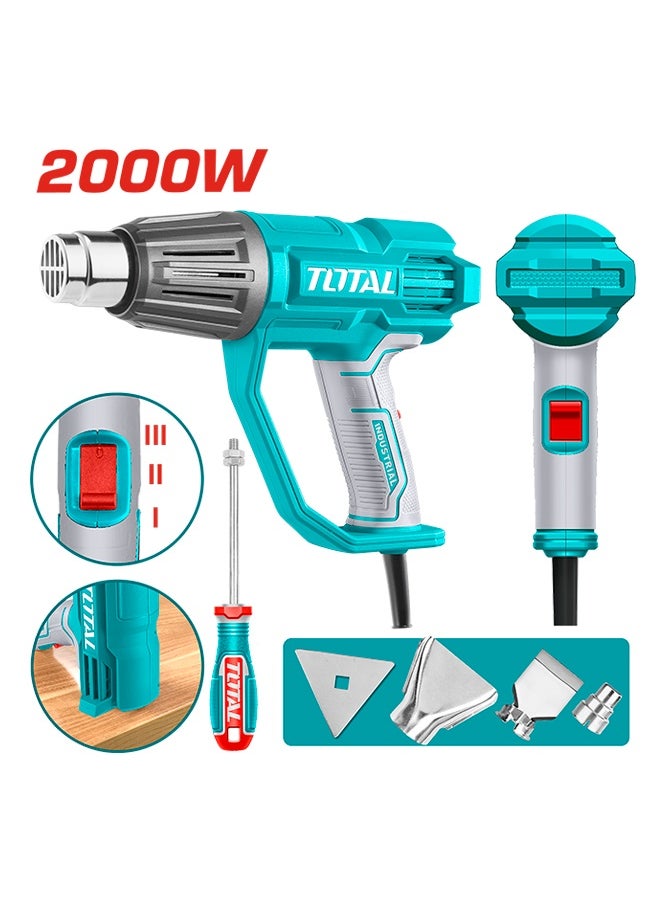 Total Tools TOTAL 2000W Heat Gun with 3 Temperature Settings (50°C/450°C/550°C) | Includes 3 Nozzles & Scraper | Ideal for Paint Removal, Shrinking, Welding  - Image 1