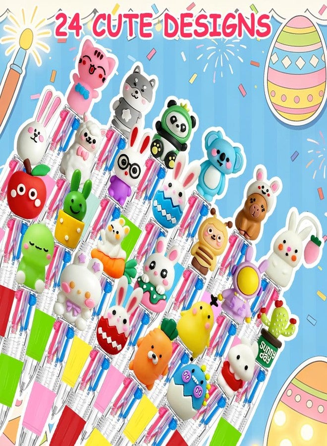 AWEELON 24PCS Easters Fun Pen Bulk Mini Multicolor 4 in 1 Ballpoint Cute Retractable Pens for Easters Birthdays Parties Prizes Office Writing Supplies Goodie Bag Stuffers - Image 3