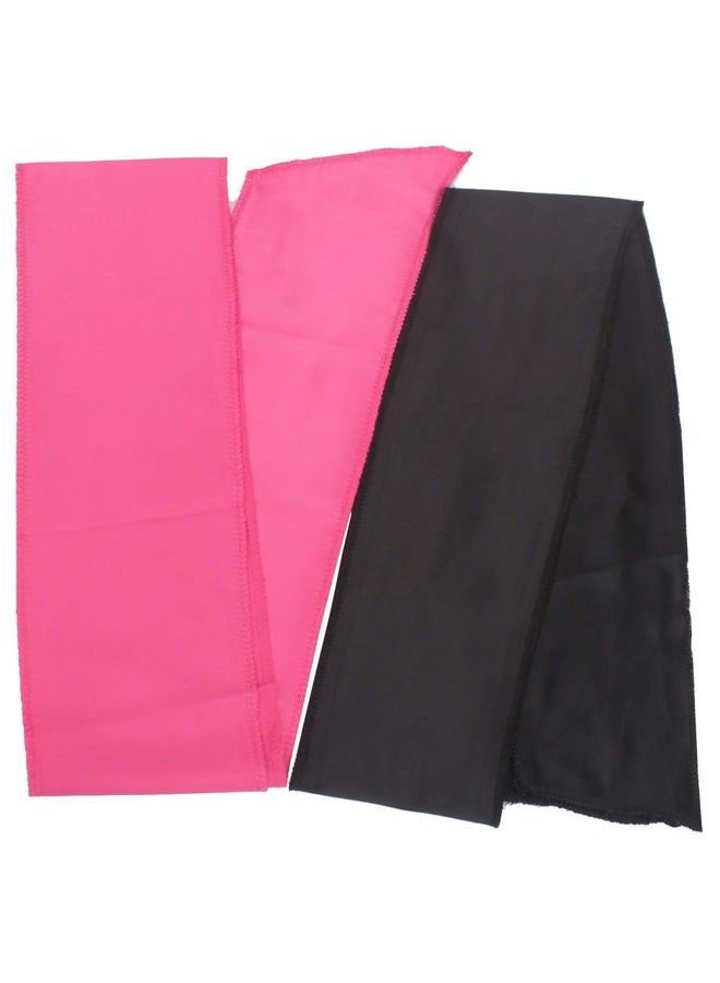 Xtrend 2Pcs Edge Laying Scarf for Wigs Fashion Edge Scarf for Lace Front Wig 58 Inch Soft Women's Satin Headband for Makeup Non Slip Hair Wrap Wigs Grip (1pc Pink#+1pc Black#) - Image 2