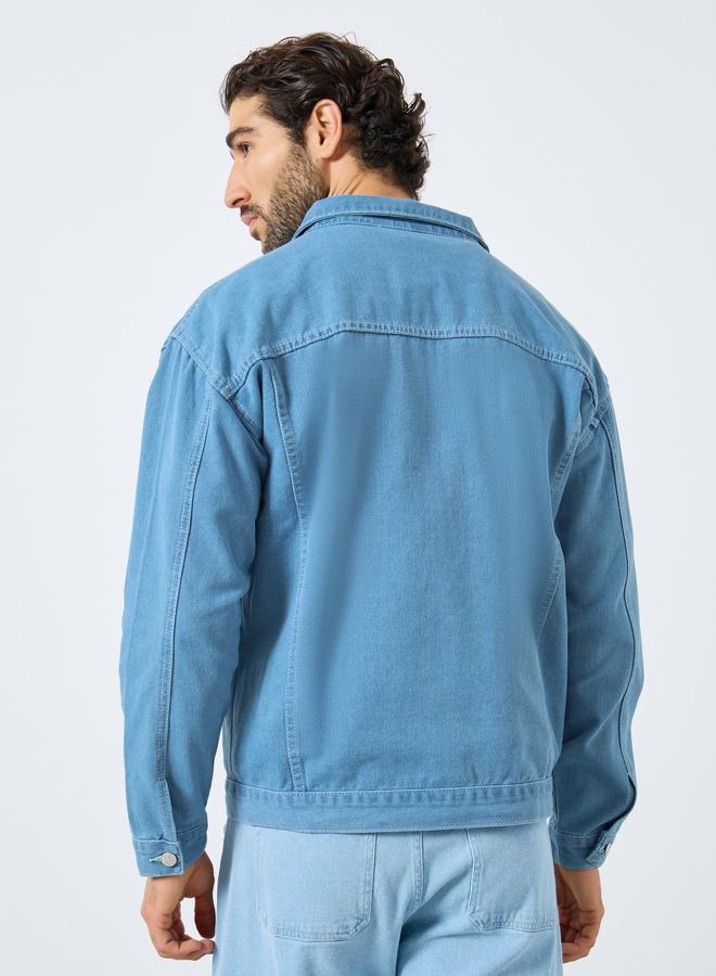 Styli Men Oversized Denim Jacket with Pockets - Image 5