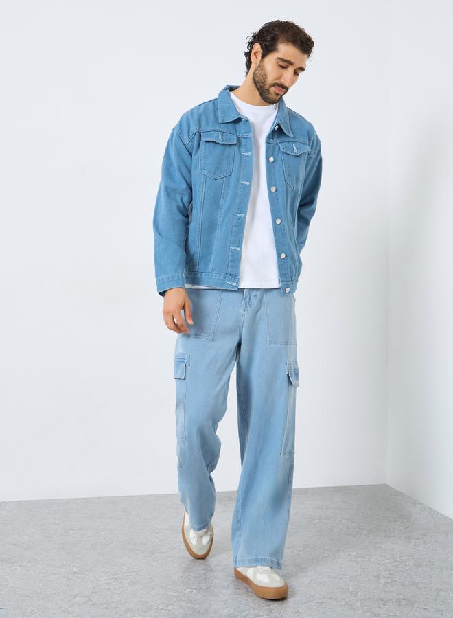 Styli Men Oversized Denim Jacket with Pockets - Image 2
