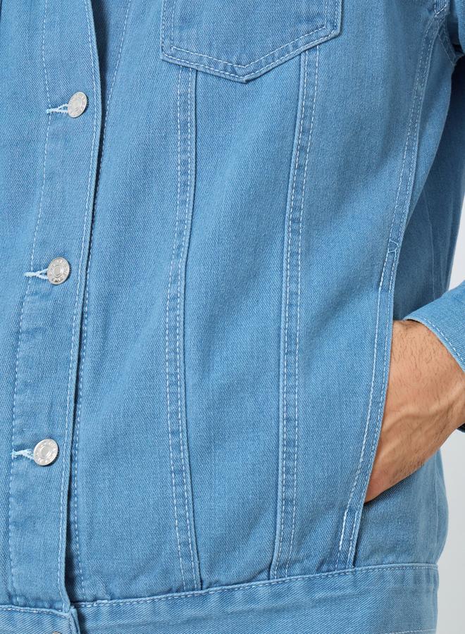 Styli Men Oversized Denim Jacket with Pockets - Image 4