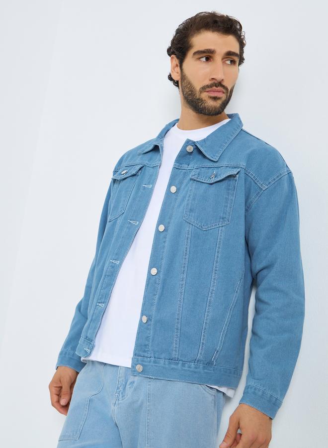 Styli Men Oversized Denim Jacket with Pockets - Image 1
