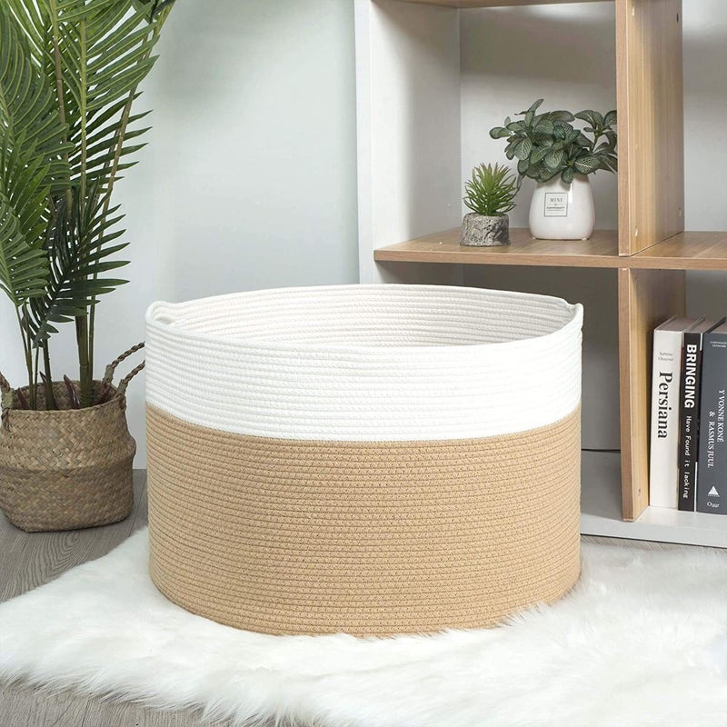 Cotton Rope Dirty Clothes Basket Nordic Woven Storage Basket Bedroom Large Toy Storage Basket Knitted Dirty Clothes Basket - Image 1