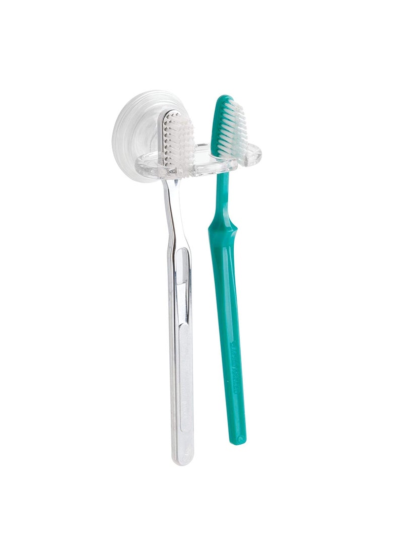 InterDesign iDesign BPA-Free Plastic Bathroom Suction Toothbrush Holder - 2.75" x 2.25" x 2", Clear  - Image 2
