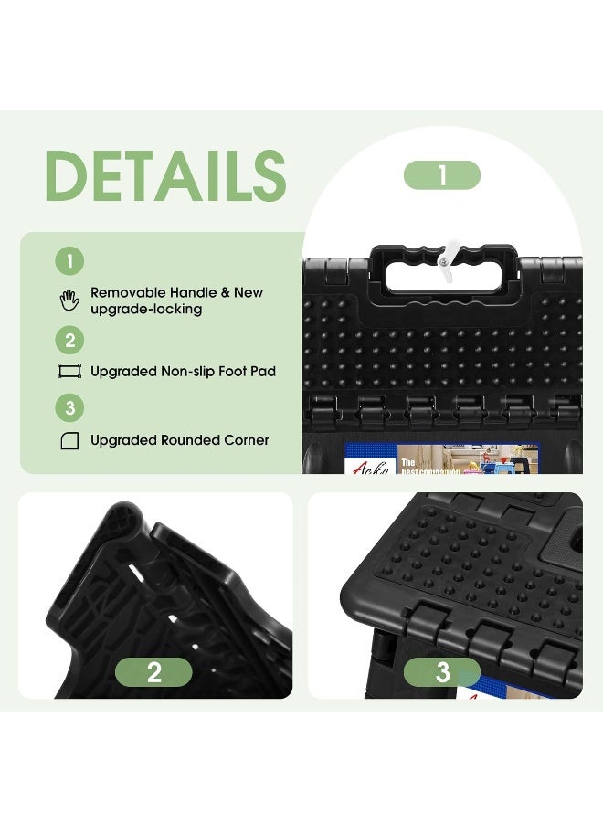 ACKO Folding Step Stool Foldable 17.5 Inch Stools for Adults and Kids,Plastic Stools Tall 400 lbs Capacity,Collapsible - Image 3
