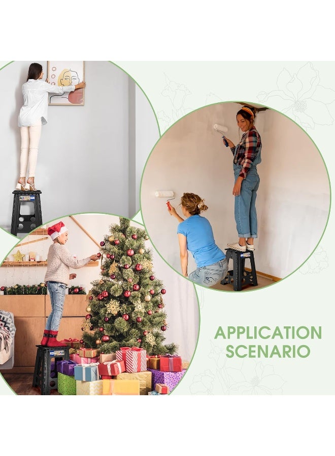 ACKO Folding Step Stool Foldable 17.5 Inch Stools for Adults and Kids,Plastic Stools Tall 400 lbs Capacity,Collapsible - Image 5