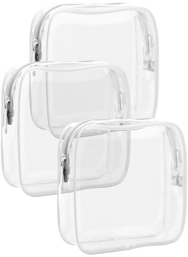 F-color TSA Approved Toiletry Bag - 3 Pack Clear Toiletry Bags Clear Makeup Cosmetic Bags for Women Men, Quart Size Travel Bag, Carry on Airport Airline Compliant Bag, White(for age 12 or above) - Image 1