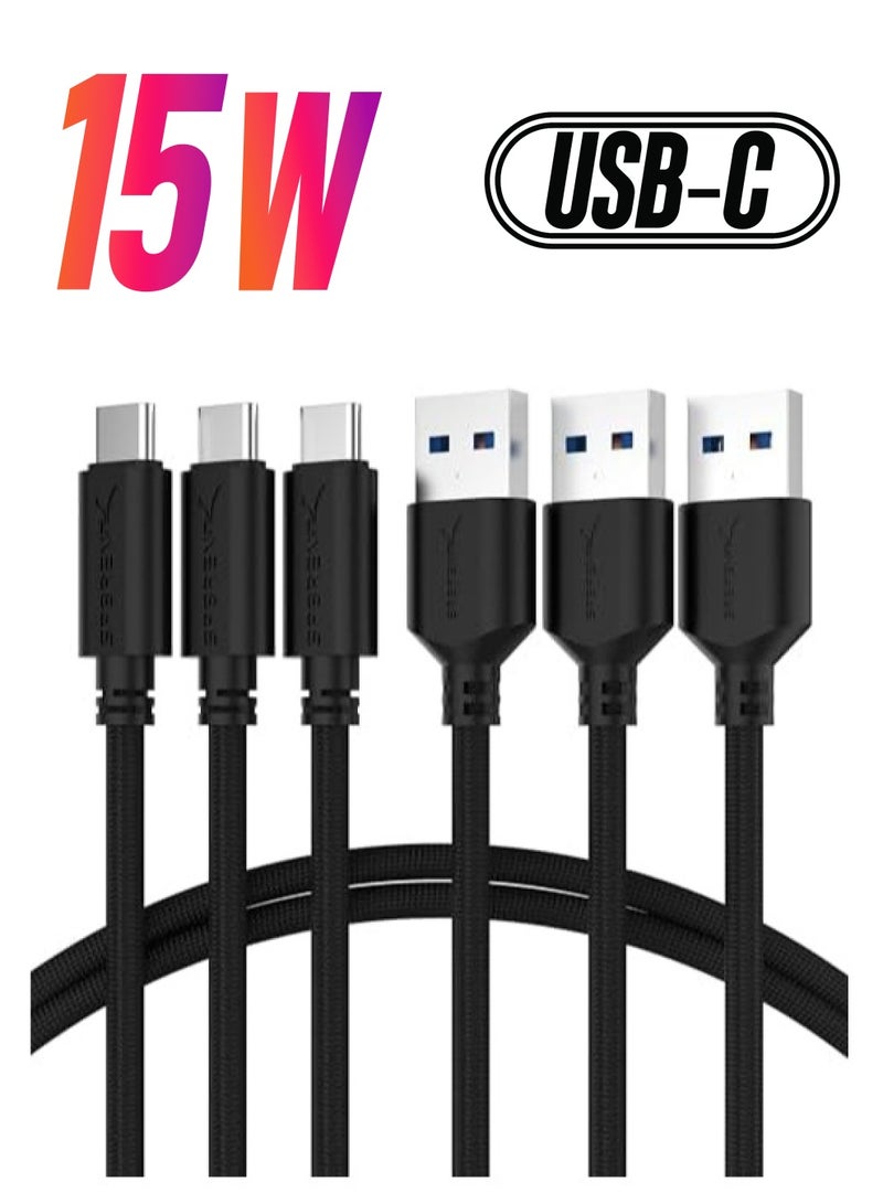 SABRENT USB C Charger Cable, 3Pack [1.80M/6FT] USB 3.0 Type-C to A Cord 5V-3A, Compatible with Galaxy, Note, Sony Xperia, Xiaomi, Switch, PS5 (CB-C3X6) - Image 1