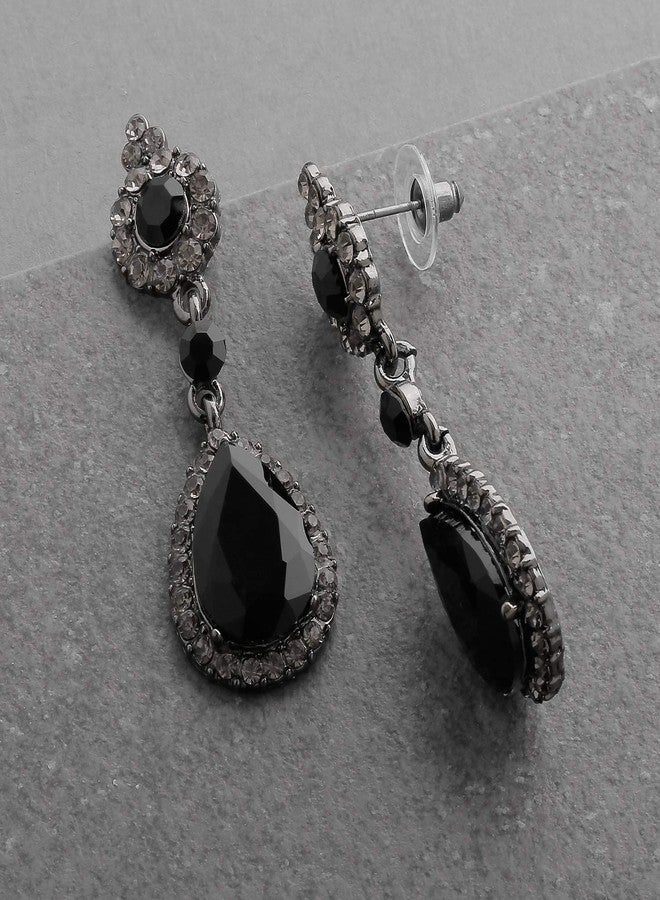 Mariell Black Crystal Teardrop Dangle Earrings, Jewlery for Brides, Bridesmaids, Prom and Wedding Parties - Image 5