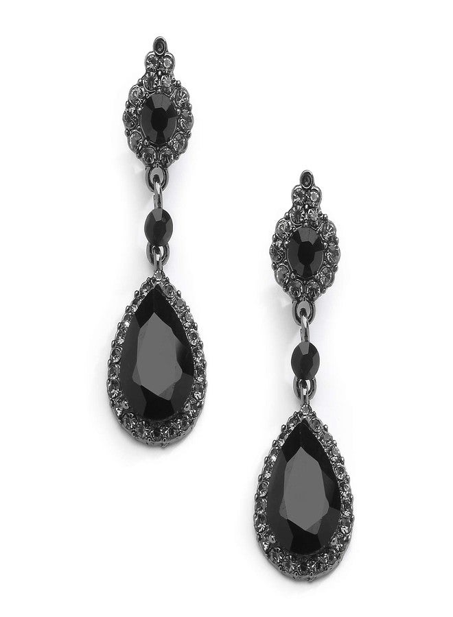 Mariell Black Crystal Teardrop Dangle Earrings, Jewlery for Brides, Bridesmaids, Prom and Wedding Parties - Image 1