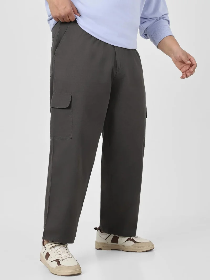 Urbano Plus Men's Brown Loose Baggy Fit Solid Cargo Chino Pant with 6 Pockets Non-Stretchable