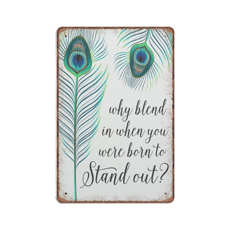 DAIERCY DAIERCY Vintage Metal Tin Sign Peacock Feather Quote Cute Funny Retro Wall Art for Kitchen Bathroom Home Decor Gifts Sign 140x200 mm 