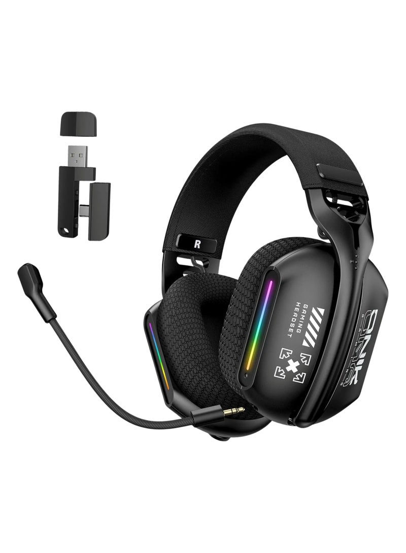 onikuma GT808 Wireless Gaming Headset with Mic | 40mm Drivers | RGB Lighting | 2.4GHz Wireless + Bluetooth 5.3 + Wired | Compatible with PS5, PS4, PC, Mobile, Switch, Mac & Laptop - Image 1