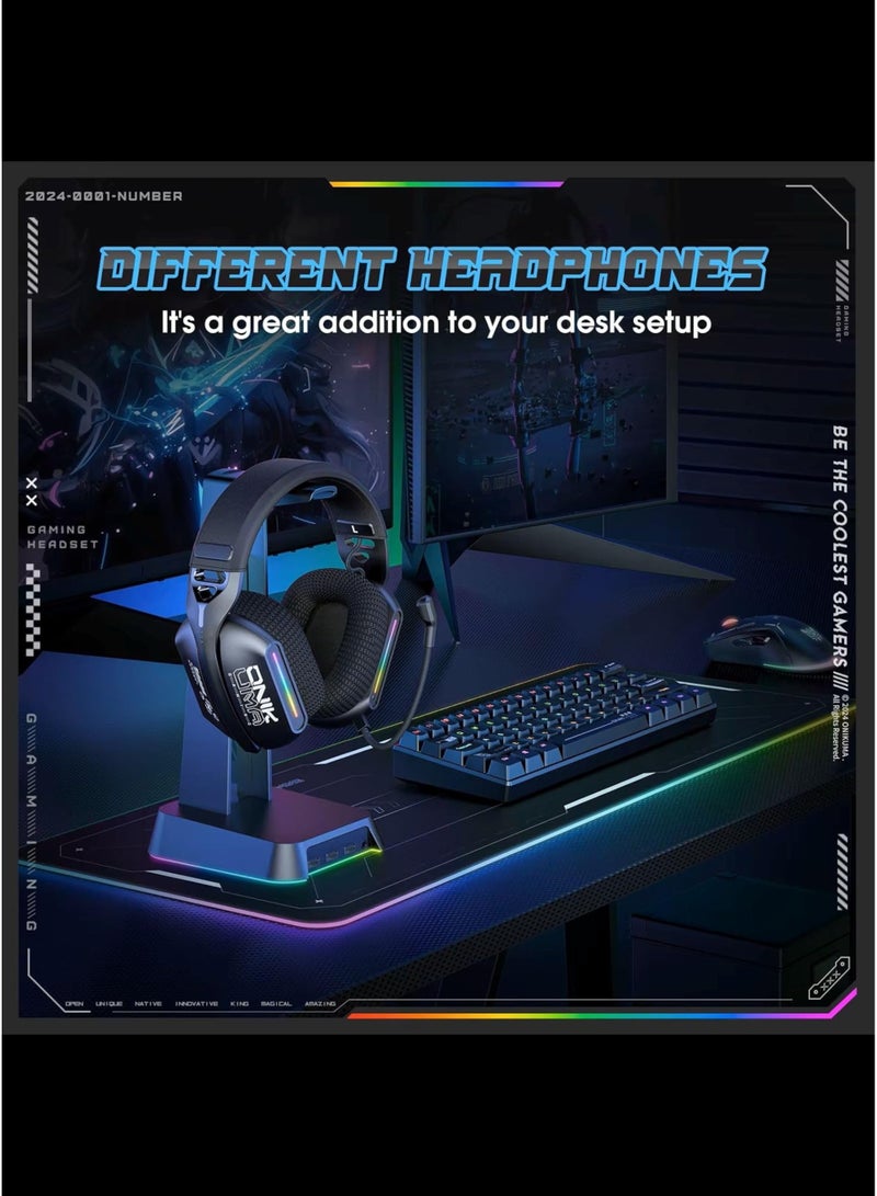 onikuma GT808 Wireless Gaming Headset with Mic | 40mm Drivers | RGB Lighting | 2.4GHz Wireless + Bluetooth 5.3 + Wired | Compatible with PS5, PS4, PC, Mobile, Switch, Mac & Laptop - Image 5