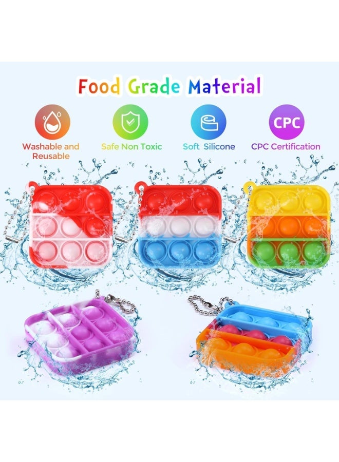 30 Pack Mini Pop Fidget Keychain, Kids Party Favors Fidget Toys Bulk, Its Birthday Party Favors for Kids 4+ Year Small Kid, Classroom Prizes Fidgets It Bubbles Poppers - Image 3