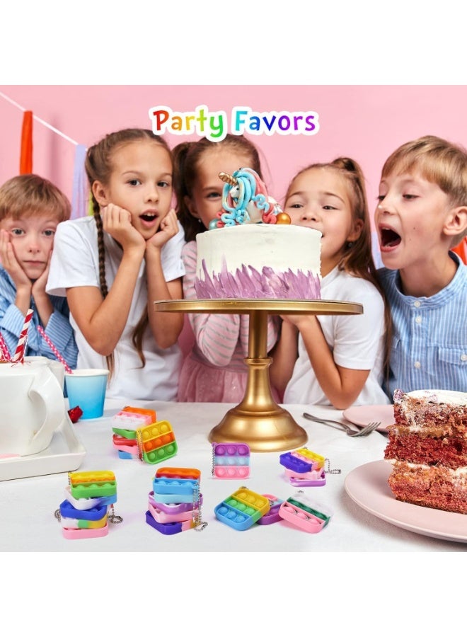30 Pack Mini Pop Fidget Keychain, Kids Party Favors Fidget Toys Bulk, Its Birthday Party Favors for Kids 4+ Year Small Kid, Classroom Prizes Fidgets It Bubbles Poppers - Image 4