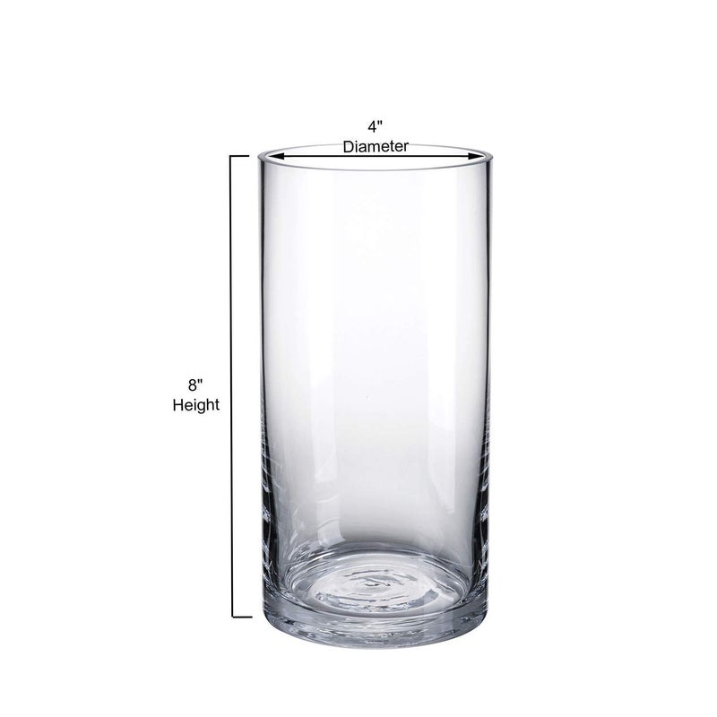 DECENT GLASS Glass Cylinder Floral Vase 20 cm Tall X 10 cm Wide Clear - Image 2