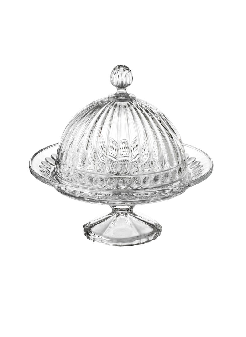Elegant Serving plate with a base and a clear glass cover for sweets, cupcakes and all pastries, size 20*19 cm  - Image 1