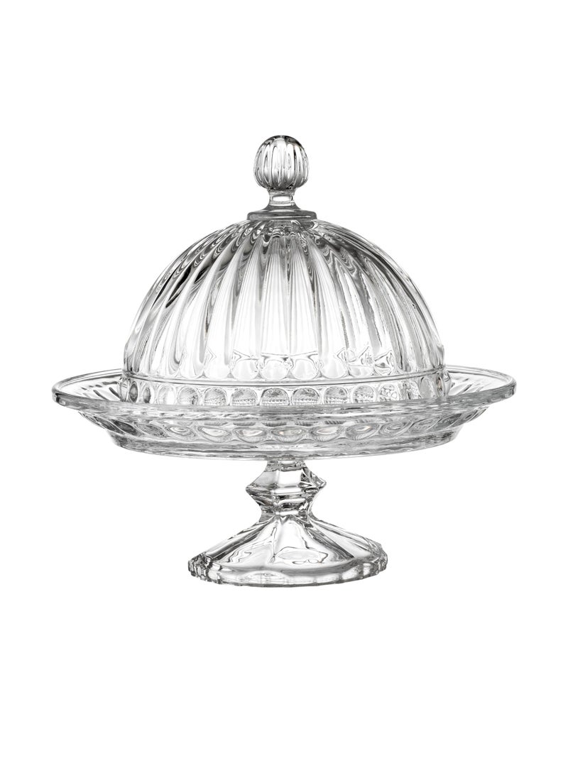 Elegant Serving plate with a base and a clear glass cover for sweets, cupcakes and all pastries, size 20*19 cm  - Image 2