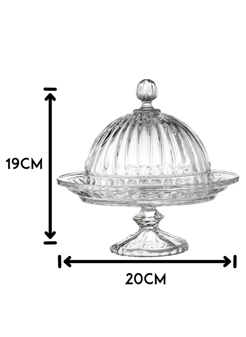 Elegant Serving plate with a base and a clear glass cover for sweets, cupcakes and all pastries, size 20*19 cm  - Image 5