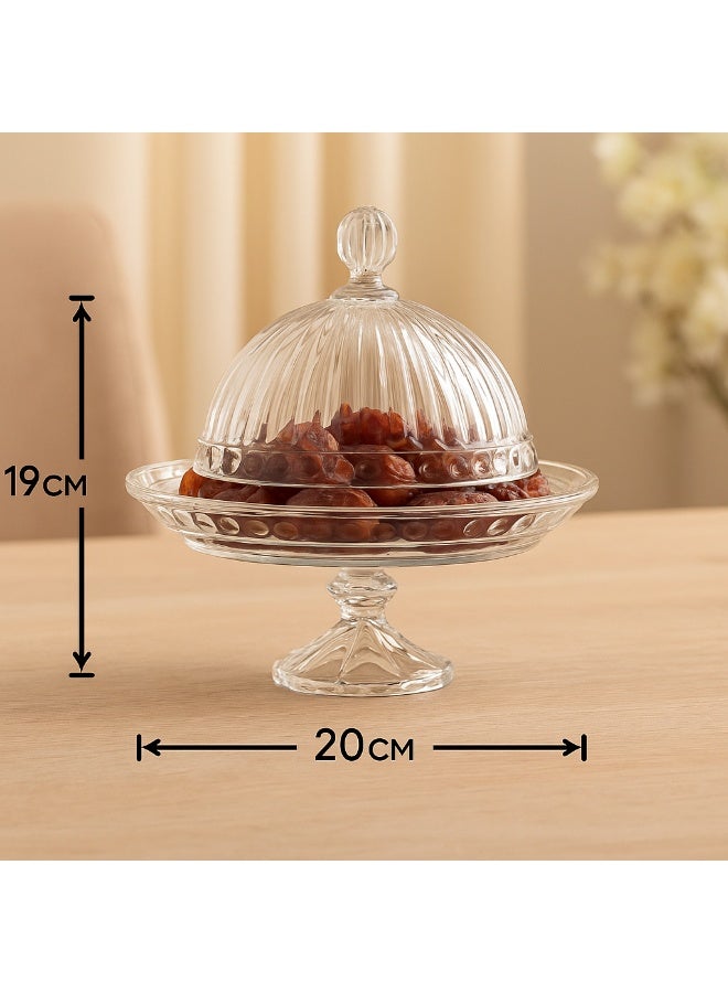 Elegant Serving plate with a base and a clear glass cover for sweets, cupcakes and all pastries, size 20*19 cm - Image 1
