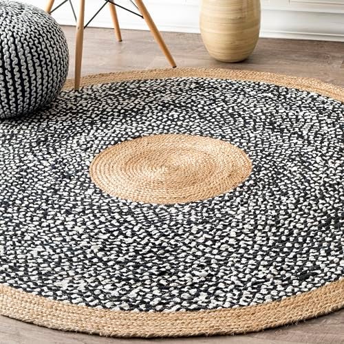 nuLOOM Lesha Natural Fiber Area Rug 6 Round Black