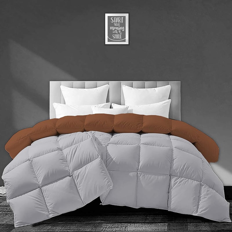 Filbert All Season 250 GSM Comforter Super Soft Fluffy Revesible Comforter 90 x 100 Inches228cm x 254cm Double Bed ComforterSilverChocolate Brown - Image 2